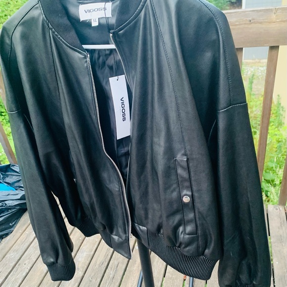 VIGOSS Faux Leather Bomber Jacket NWT - Picture 5 of 7